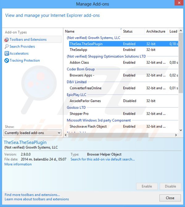 Removing LookThisUp related adware from Internet Explorer step 2