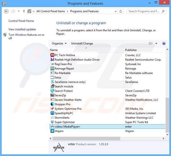 videos MediaPlayer+ adware uninstall via Control Panel