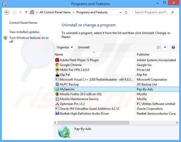 start.mysearchs.com browser hijacker uninstall via Control Panel