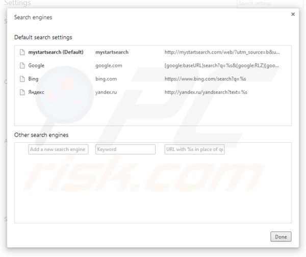 fjernelse mystartsearch.com fra Google Chrome standardsøgemaskine
