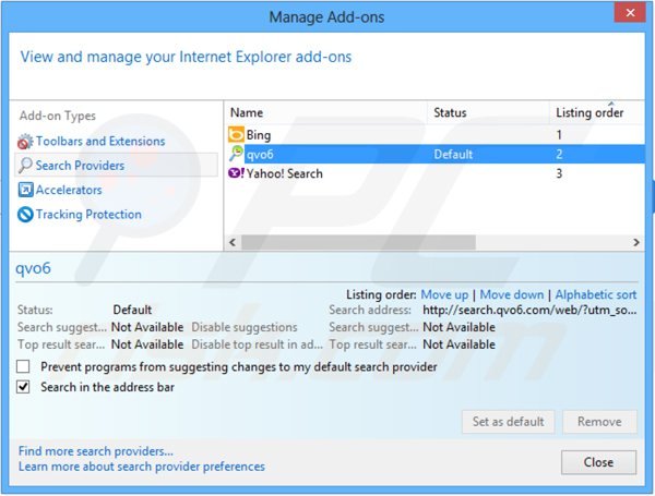  poistaminen mystartsearch.com Internet Explorerin oletushakukoneesta