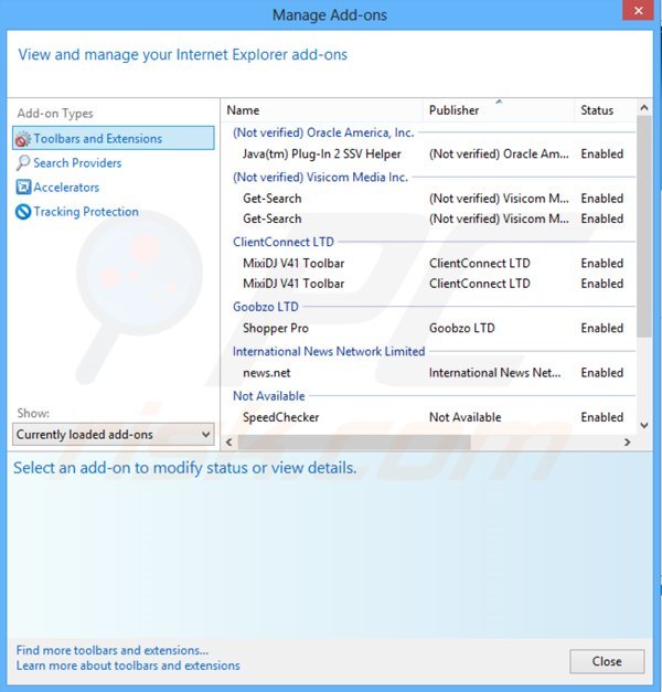 Removing Ribble ads from Internet Explorer step 2
