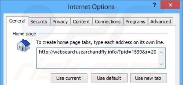 Removing websearch.searchandfly.info from Internet Explorer homepage