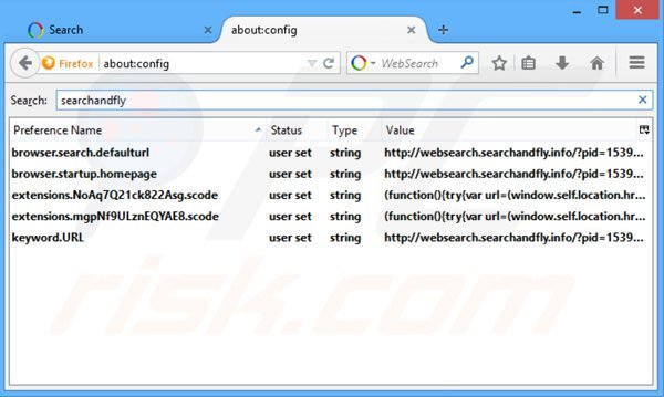 Removing websearch.searchandfly.info from Mozilla Firefox default search engine