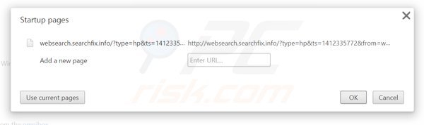 Removing websearch.searchfix.info from Google Chrome homepage