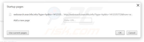 Removing websearch.searchfix.info from Google Chrome homepage