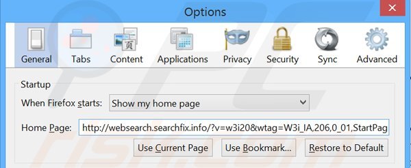Removing websearch.searchfix.info from Mozilla Firefox homepage