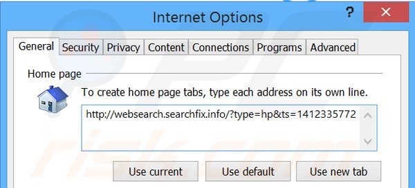 Removing websearch.searchfix.info from Internet Explorer homepage