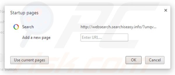 Removing websearch.searchiseasy.info from Google Chrome homepage