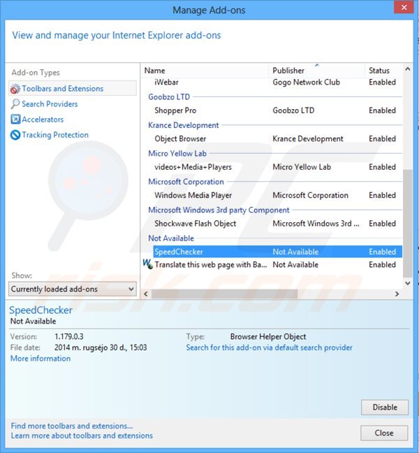 Removing speeditup ads from Internet Explorer step 2