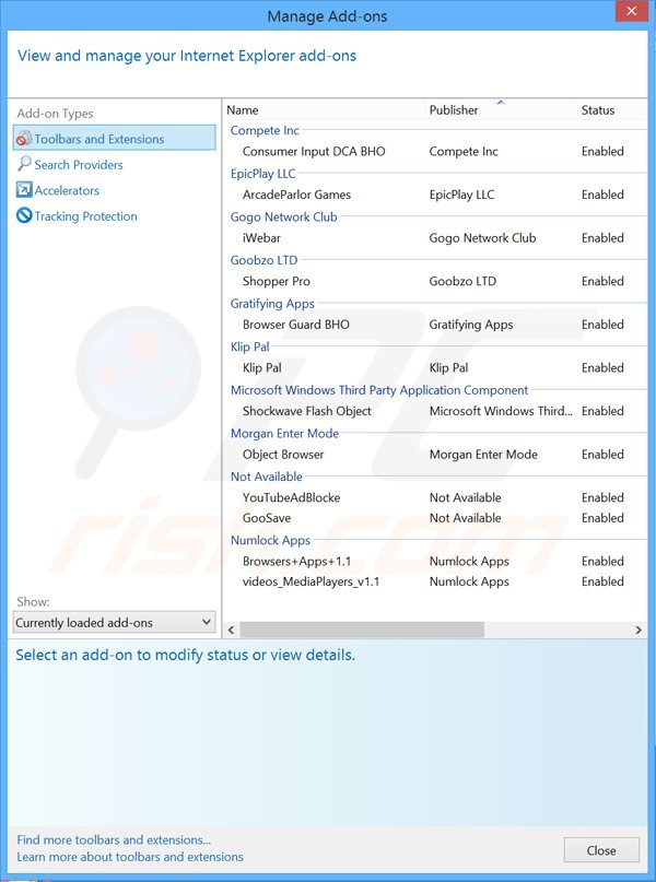 Removing Surf Slide from Internet Explorer step 2