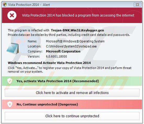 Vista Protection 2014 blocking execution of installed programs