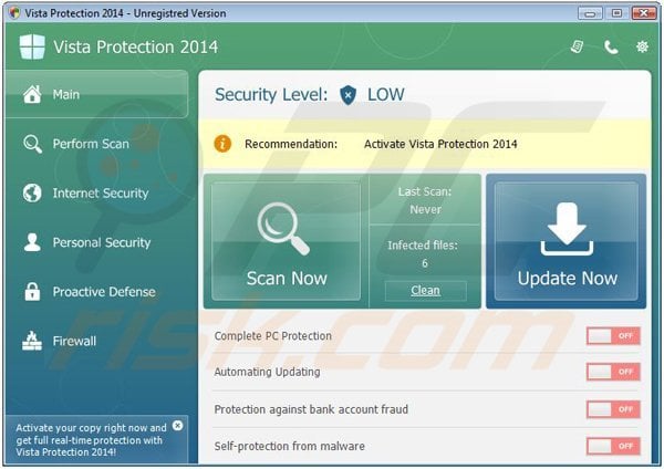 Vista Protection 2014 fake antivirus program