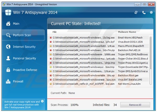 win 7 antispyware 2014 rogue displaying a fake security scan