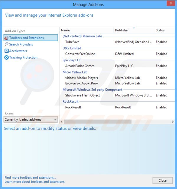 Removing zoomifyapp from Internet Explorer step 2