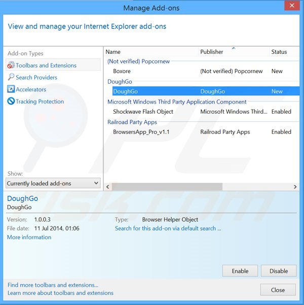 Removing AppEnable from Internet Explorer step 2