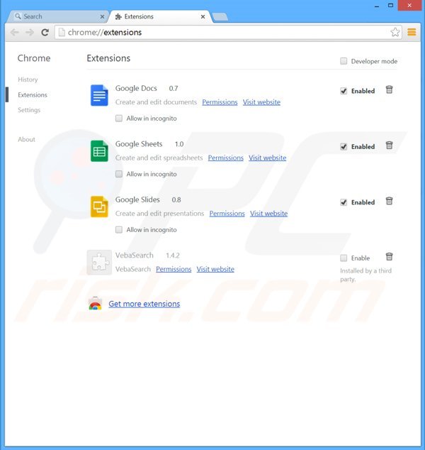 Removing Browse Camo from Google Chrome step 2