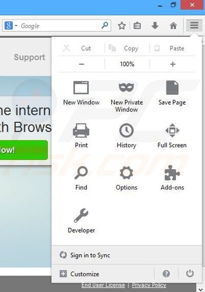 Removing Browse Camo from Mozilla Firefox step 1