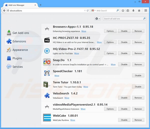 Removing Browse Camo from Mozilla Firefox step 2