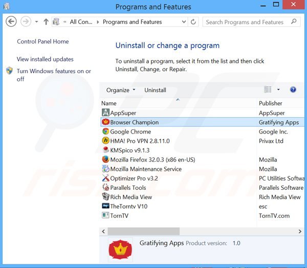 browser champion adware uninstall via Control Panel