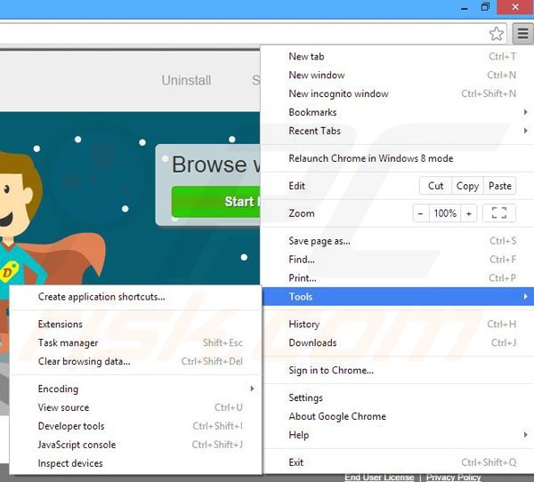 Removing Daring Deals from Google Chrome step 1