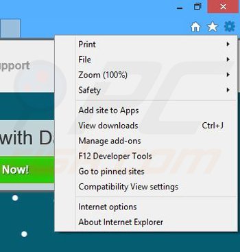 Removing Daring Deals from Internet Explorer step 1
