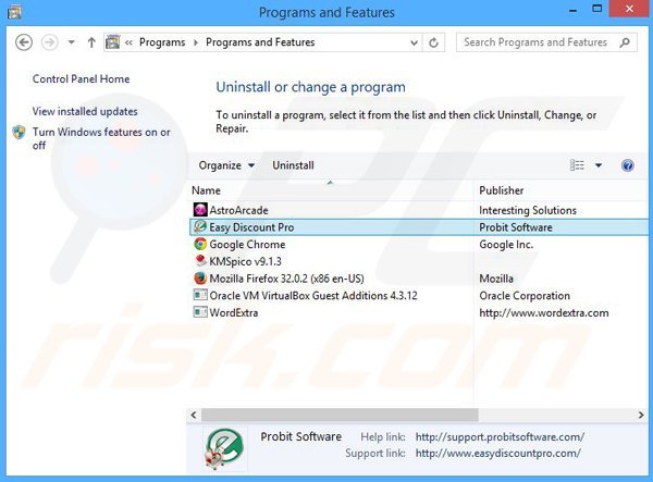 Easy Discount Pro adware uninstall via Control Panel