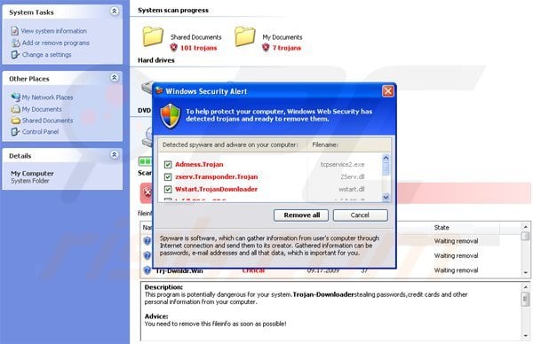 fake windows security alert message