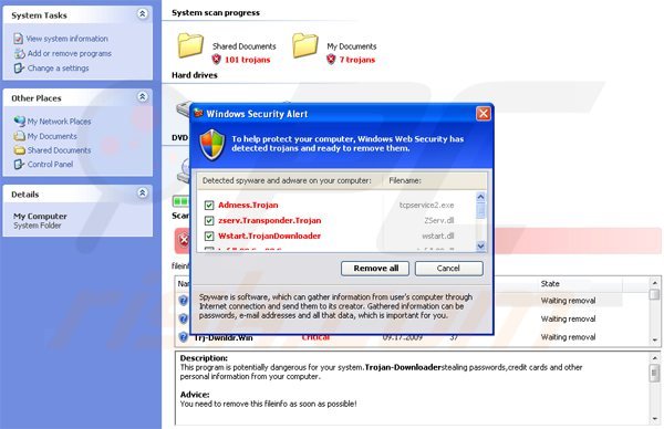 fake windows security alert message