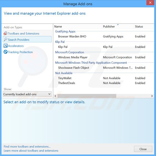 Removing interstat ads from Internet Explorer step 2