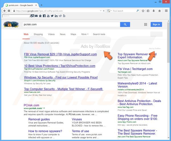 itoolbox ads in Google Internet search results