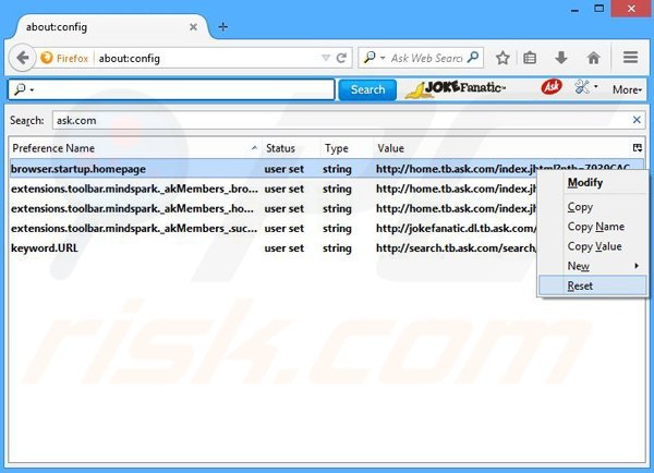 Removing JokeFanatic from Mozilla Firefox default search engine