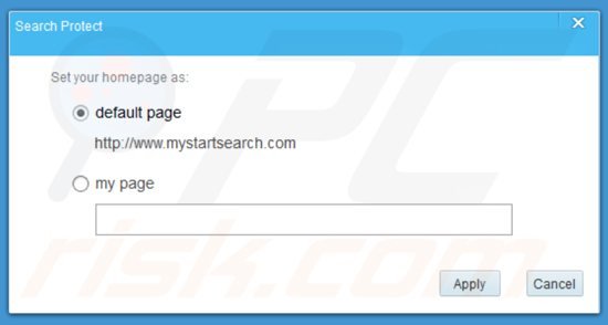 mystartsearch.com 검색 보호 앱