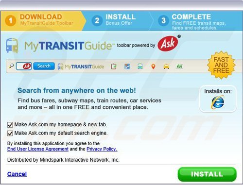 MyTransitGuide toolbar installer