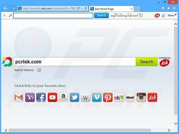 MyWeddingAdviser browser hijacker