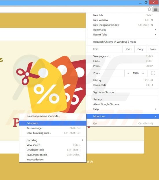 Removing Popcornew ads from Google Chrome step 1