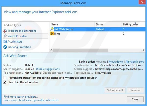Removing PuzzleGamesDaily from Internet Explorer default search engine