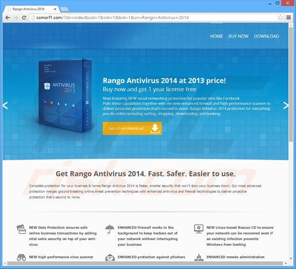 rogue website used for selling Rango Win 7 Antispyware 2014 fake antivirus program