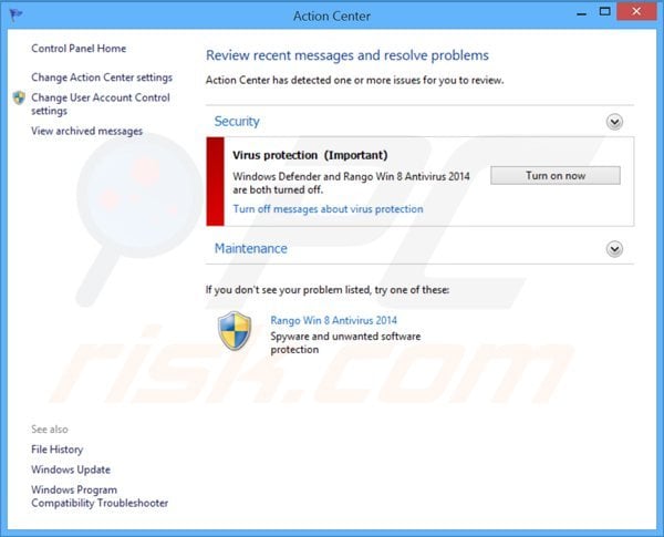 rango win8 antivirus 2014 fake action center