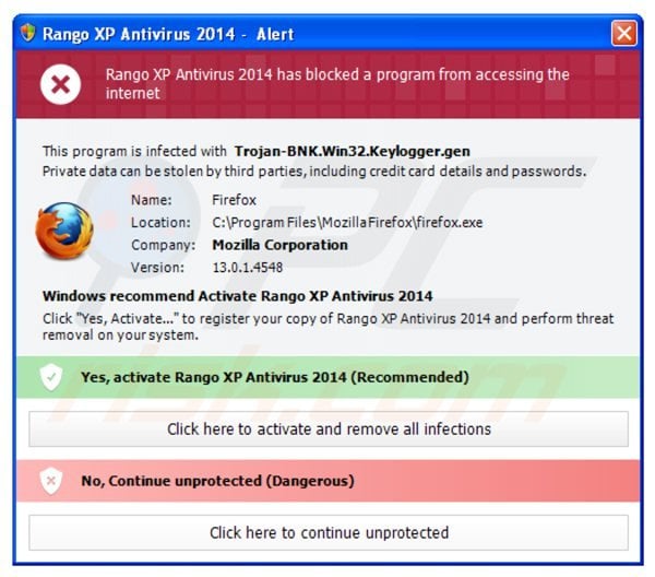 rango xp antivirus 2014 blocking execution of installed programs