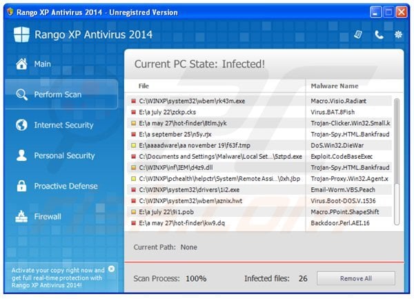 rango xp antivirus 2014 performing a fake computer security scan