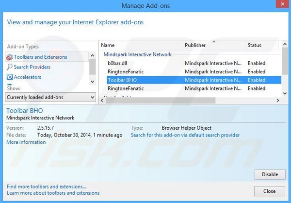 Removing RingtoneFanatic related Internet Explorer extensions