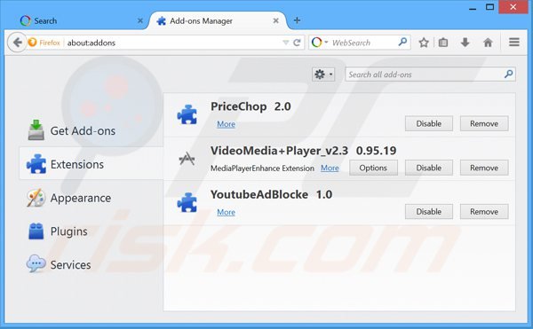 Removing websearch.search-plaza.info related Mozilla Firefox extensions