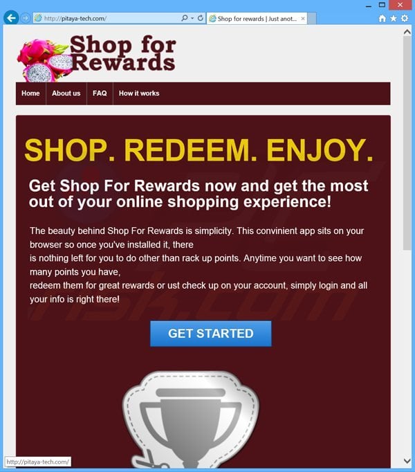 website used to promote shop for rewards adware