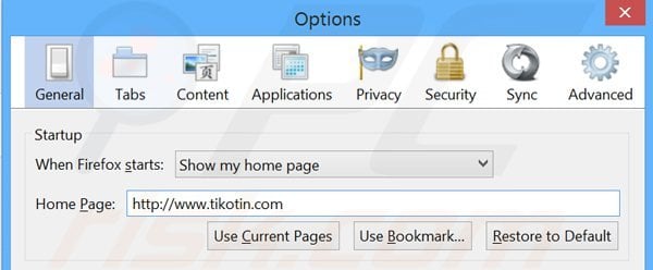 Removing tikotin.com from Mozilla Firefox homepage