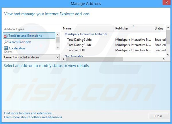 Removing TotalDatingGuide related Internet Explorer extensions