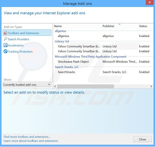 Removing TrueDownloader ads from Internet Explorer step 2