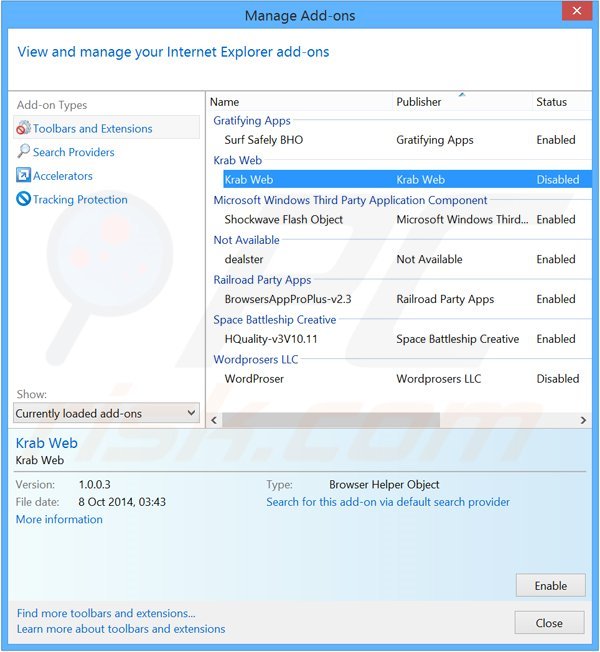 Removing Web Tripp from Internet Explorer step 2