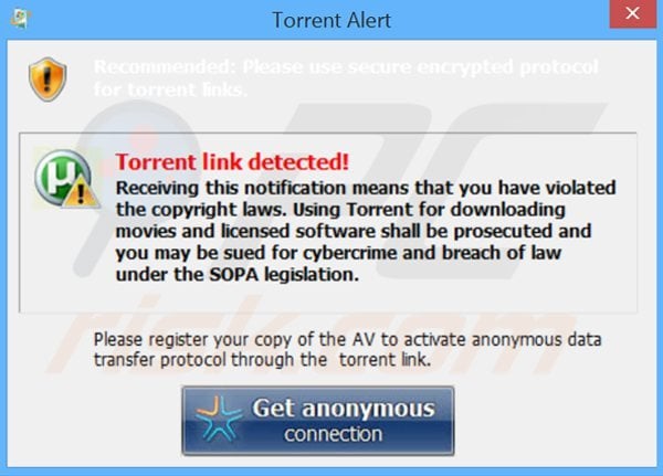 windows antivirus adviser fake torrent alert