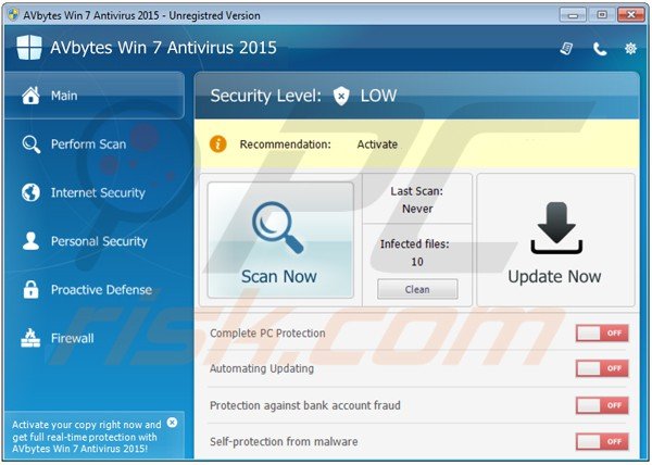 avbytes win7 antivirus 2015 main window